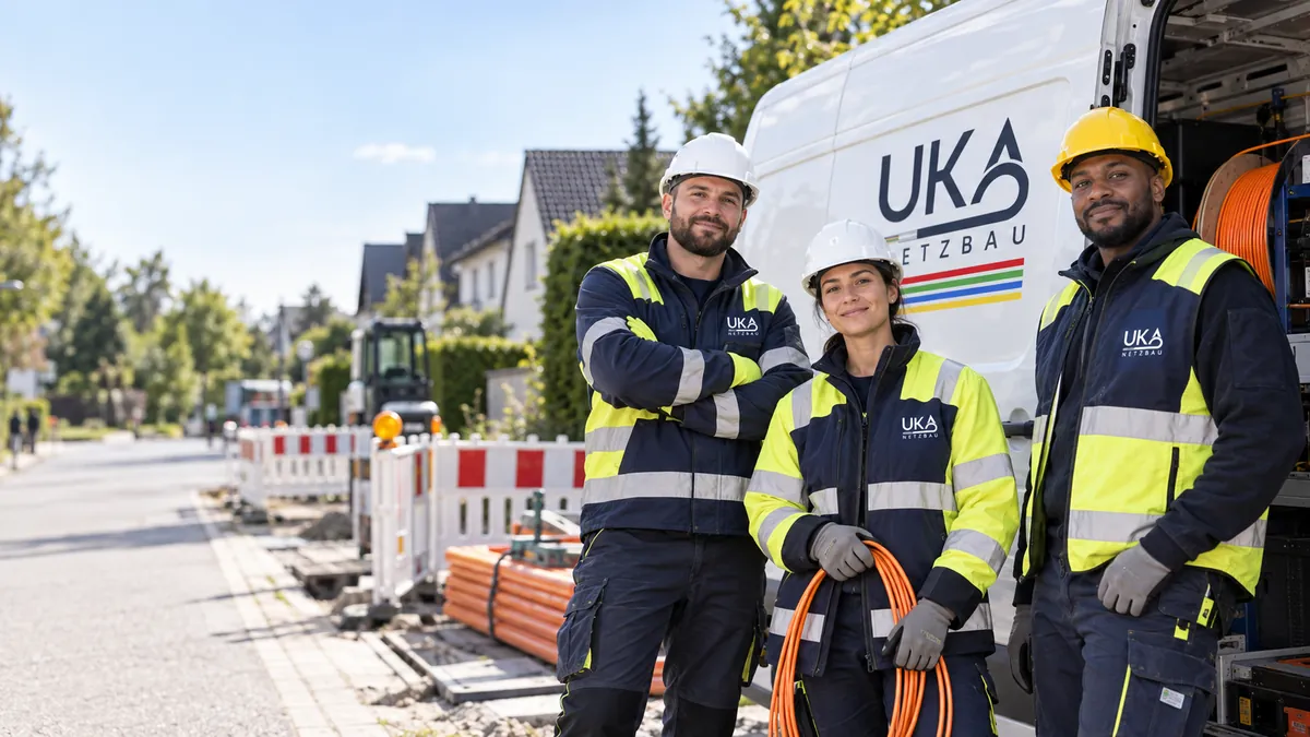 Team von Uka Netzbau an der Baustelle